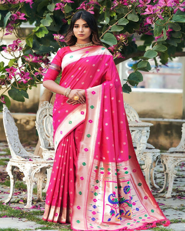 Pink Colour Devangi Paithani Saree