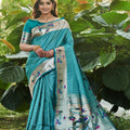 Firozi colour Duck Paithani Saree