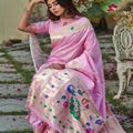 Baby Pink Colour Devangi Paithani Saree  2