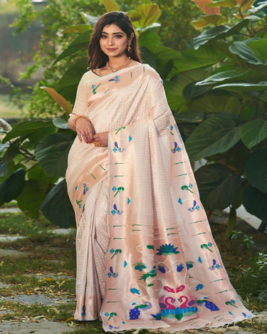 Off White Colour Duck Paithani Saree