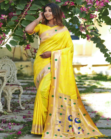 Yellow Colour Devangi Paithani Saree 