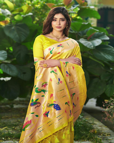 Yellow Colour Duck Paithani Saree 2