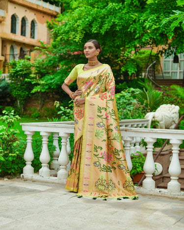 Limbu Colour Paithani Ena Saree