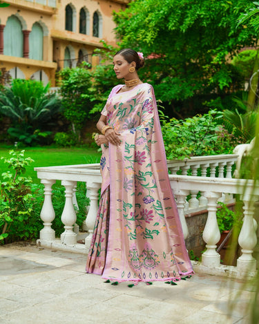 Baby Pink Colour Paithani Ena Saree 2