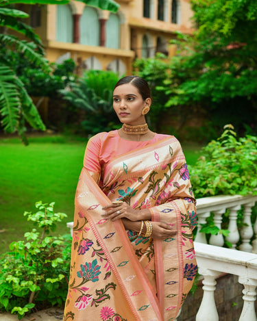 Peach Colour Paithani Ena Saree 1