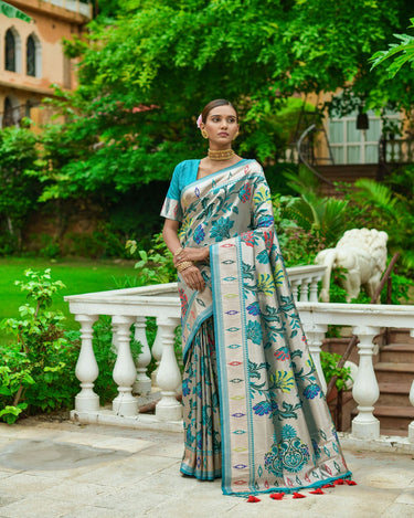 Firozi Colour Paithani Ena Saree