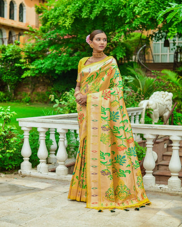 Yellow Colour Paithani Ena Saree