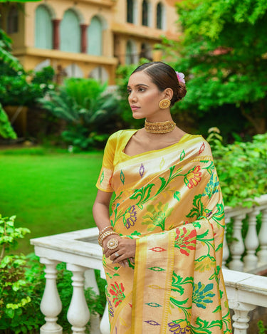 Yellow Colour Paithani Ena Saree 1