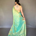 SILK GREEN Jacquard Zari Weaving Saree 2