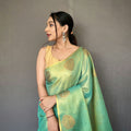 SILK GREEN Jacquard Zari Weaving Saree 1