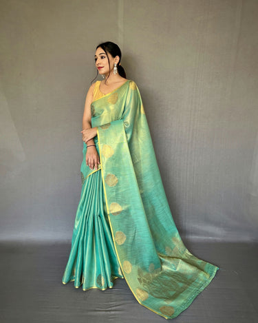 SILK GREEN Jacquard Zari Weaving Saree