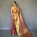 BROWN Jacquard Zari Weaving Saree