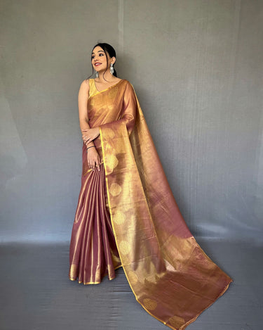 BROWN Jacquard Zari Weaving Saree