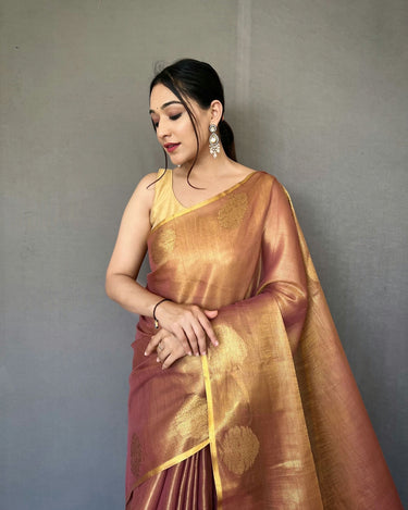 BROWN Jacquard Zari Weaving Saree 1