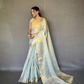 SKY BLUE  Jacquard Zari Weaving Saree