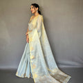 SKY BLUE  Jacquard Zari Weaving Saree 3