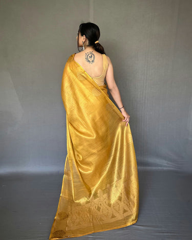 YELLOW   Jacquard Zari Weaving Saree 2