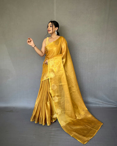 YELLOW   Jacquard Zari Weaving Saree