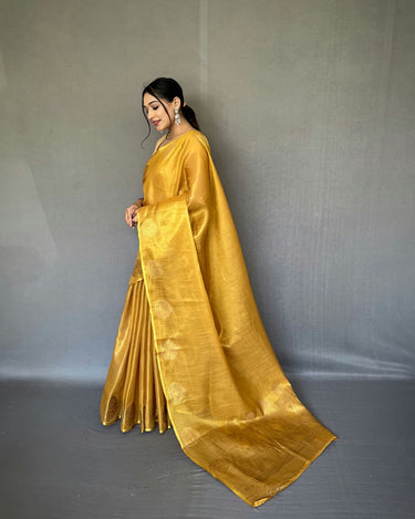 YELLOW   Jacquard Zari Weaving Saree 3