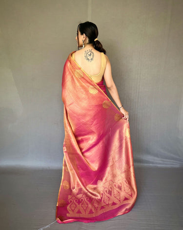 PINK  Jacquard Zari Weaving Saree 2