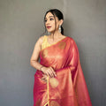 PINK  Jacquard Zari Weaving Saree 1