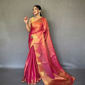 PINK  Jacquard Zari Weaving Saree