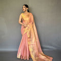 PEACH  Jacquard Zari Weaving Saree