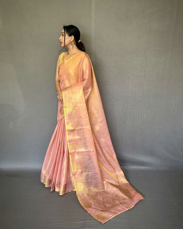 PEACH  Jacquard Zari Weaving Saree 3