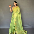 LIGHT  GREEN  Jacquard Zari Weaving Saree