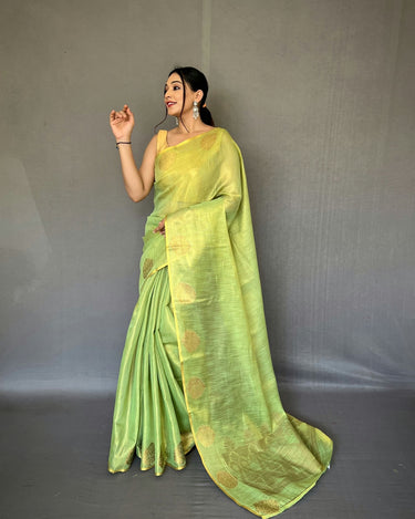 LIGHT  GREEN  Jacquard Zari Weaving Saree