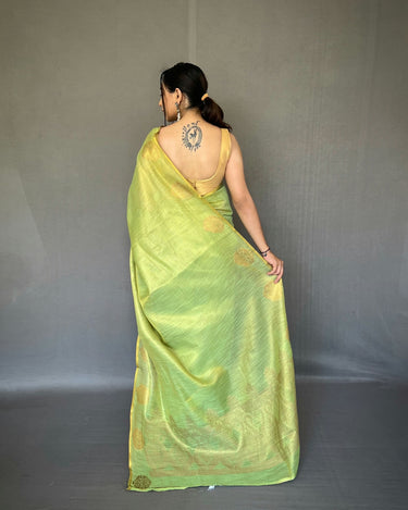 LIGHT  GREEN  Jacquard Zari Weaving Saree 2