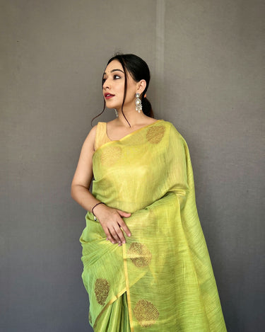 LIGHT  GREEN  Jacquard Zari Weaving Saree 1