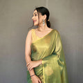 PEAR GREEN   Jacquard Zari Weaving Saree 1