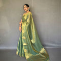 PEAR GREEN   Jacquard Zari Weaving Saree 3