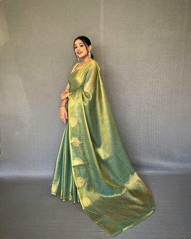 PEAR GREEN   Jacquard Zari Weaving Saree 3