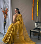 YELLOW  Original Tissue Silk Sarees 2