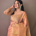 LIGHT PINK  Original Tissue Silk Sarees 1