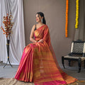 PASTEL RED Original Tissue Silk Sarees  2