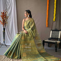 SAGE GREEN Original Tissue Silk Sarees  2