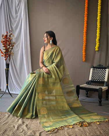 SAGE GREEN Original Tissue Silk Sarees  2