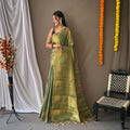 SAGE GREEN Original Tissue Silk Sarees 