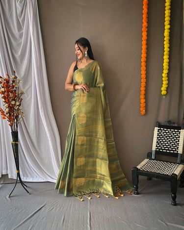 SAGE GREEN Original Tissue Silk Sarees 