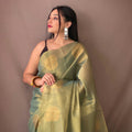 SAGE GREEN Original Tissue Silk Sarees  1