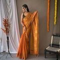 DARK ORANGE  Original Tissue Silk Sarees 