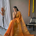 DARK ORANGE  Original Tissue Silk Sarees  2