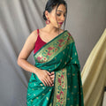 GREEN This beautiful Paithani Soft Silk saree 1