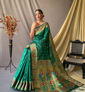 GREEN This beautiful Paithani Soft Silk saree 2