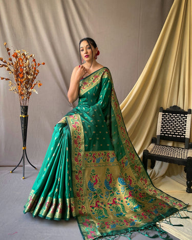 GREEN This beautiful Paithani Soft Silk saree 2