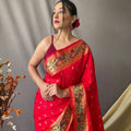 RED This beautiful Paithani Soft Silk saree 1