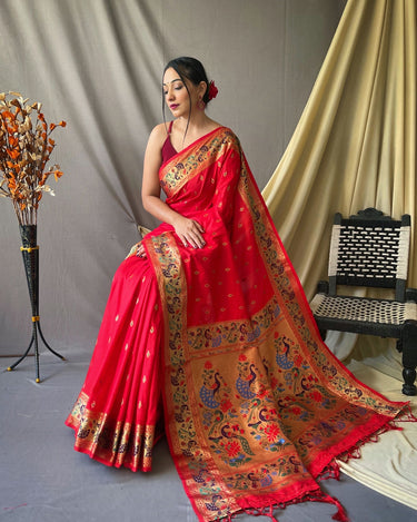 RED This beautiful Paithani Soft Silk saree 2